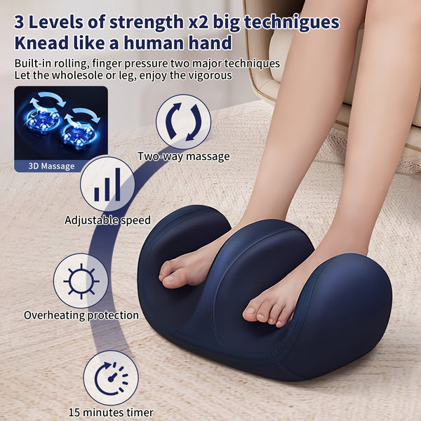 YUNSHAW Foot Massager Machine with Heat, 3 Heat Level & 3 Modes, Shiatsu Feet and Leg Massager, Kneading Rolling for Foot, Calf, Ankle, Leg, Plantar, Massage Gift for Mom/Dad/Women/Men (with Remote Control)