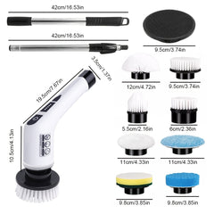 Electric Spin Scrubber, a Powerful Cleaning Brush Featuring an Adjustable Extension Handle, Offers Two-Speed Settings And Comes with Nine Interchangeable Brush Heads for Cleaning Bathrooms And Kitchens