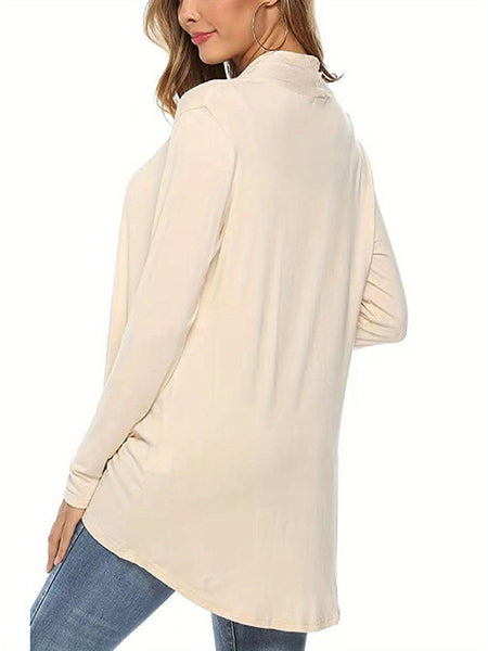 Women Simple Style Cardigan, Solid Color Long Sleeve Knitwear with Pockets, S/ M/ L/ XL/ XXL