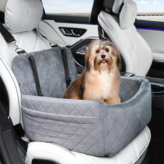 Dog And Cat Booster Car Seat with 3-Strap Safety System | Plush Memory Foam Bed And Removable Washable Cover | Non-Slip Base for Car Travel, Road Trips, And Outdoor Adventures