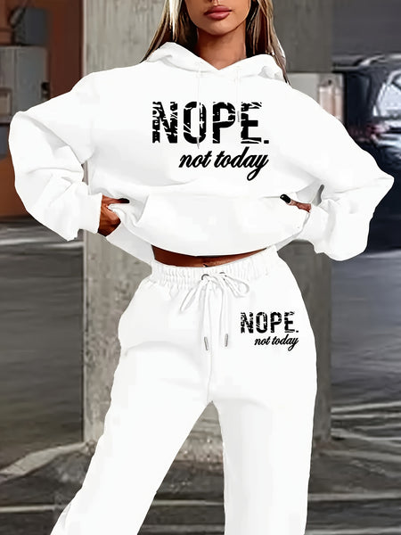 Women'S Clothing Featuring a Two-Piece Set with a Hoodie And Pants, Designed with Letter Prints