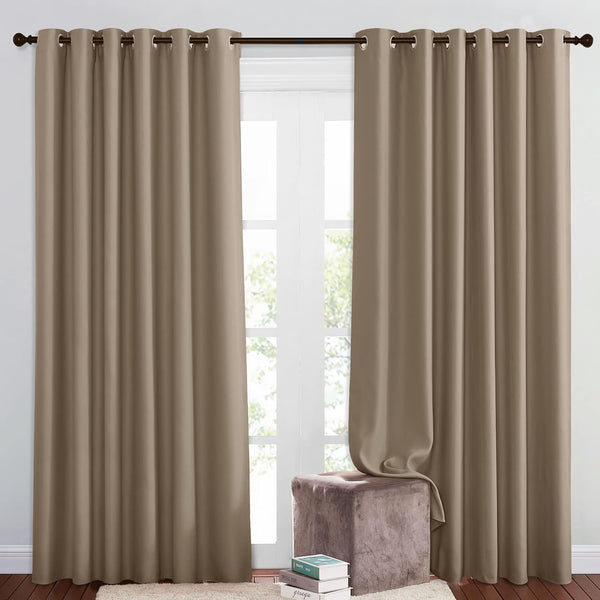 PONY DANCE Grey Blackout Thermal Insulated Curtains for Bedroom, 46 X 54 Inch Short Eyelet Curtains & Drapes, Soft Black Out 2 Panels for Window Living Room/Kitchen