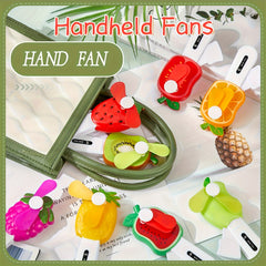 5pcs Mini Manual Fruit Design Fan Cute Handheld Cooler Fruit Series Hand-Cranked Small Fans Portable Summer Essential with Random Colors, Party Supplies, Summer Party Gifts, Can Be Given to Guests As Gifts, No Battery Needed