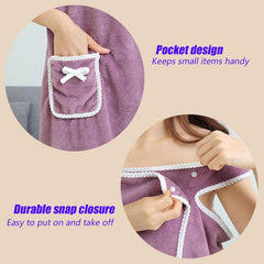 Women'S Coral Fleece Bathrobe, 1 Count Soft Absorbent Bath Skirt, Ladies Wearable Bath Towel, Bathrobe for Beach Spa Sauna Shower