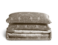 3 Piece Velvet Quilted Bedspread Set Jacquard Damask Bed Cover with Pillow Shams | Luxury Soft Polyester Bedspread for Double King Super King Beds | Modern Elegant Bedroom Bedding Set