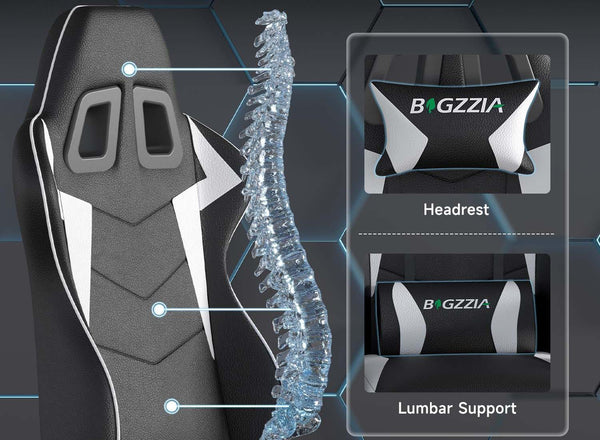 GartistGo Ergonomic Gaming Chair - Gamer Chairs with Lumbar Cushion + Headrest, Height-Adjustable Office & Computer Chair for Adults, Girls, Boys (Without footrest)
