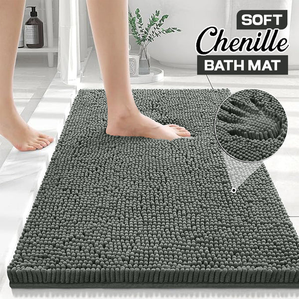 1pc Soft Chenille Bath Mat – Durable Chenille Rug with Non-Slip Backing, Stylish Bathroom Rug, Machine Washable Bath Mat, Non-Slip Area Rug for Shower Room & Home Use