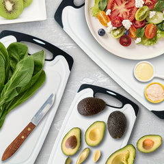 3pcs Large Plastic Cutting Board Set with Non-Slip Base & Ergonomic Handle - Dishwasher Safe, Heavy-Duty Kitchen Chopping Boards with Rounded Edges, & Design, Space-Saving Stackable for Meat, Vegetables, Cheese - Durable & Easy to Clean (No Batterie
