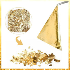 300 Sheets Golden Leaf Paper - Premium Quality, Easy Application, Versatile Use for Arts, Crafts, DIY Projects, Gilding, Decorations, Picture Frames, Sculpture, Furniture - Imitation Golden Foil, Picture Frame Decoration | Golden Leaf Texture |