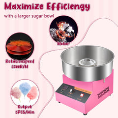 1000W Candy Floss Machine, Cotton Candy Maker, Cotton Candy Machine Commercial with Stainless Steel Bowl, Pink Candy Floss Makers for Kids, Catering Commercial Candy Floss Machine for Kids, Parties