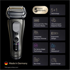 Braun Shavers Series 9 Pro+ Electric Shaver for Men, Wet & Dry Electric Razor, 5+1 Ultra Thin Precision Blades, Pro Sensoadapt, 6 in 1 Smartcare Center, 60 Min Runtime, 9665CCE Graphite