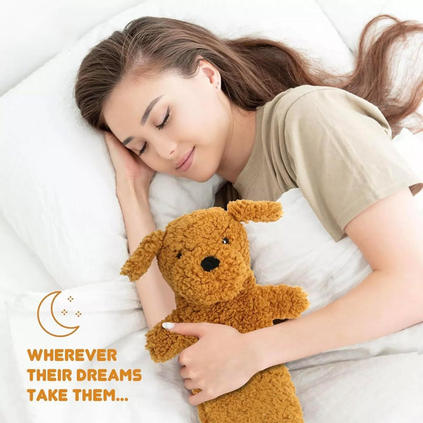 ADEPTNA Extra Long Hot Water Bottle with Sherpa Animal Character - Soft Plush Faux Fur Cover - Comfortable, Safe, Anti-Leak - Body Hot Water Bottle for Neck and Shoulder, Back, Legs, Waist