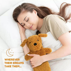 ADEPTNA Extra Long Hot Water Bottle with Sherpa Animal Character - Soft Plush Faux Fur Cover - Comfortable, Safe, Anti-Leak - Body Hot Water Bottle for Neck and Shoulder, Back, Legs, Waist
