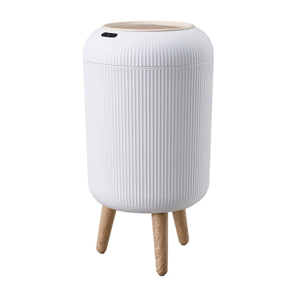 12L High Foot Trash Can Modern Bathroom Waste Bin with Lid Round Kitchen Living Room Rubbish Garbage Bin