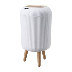 12L High Foot Trash Can Modern Bathroom Waste Bin with Lid Round Kitchen Living Room Rubbish Garbage Bin