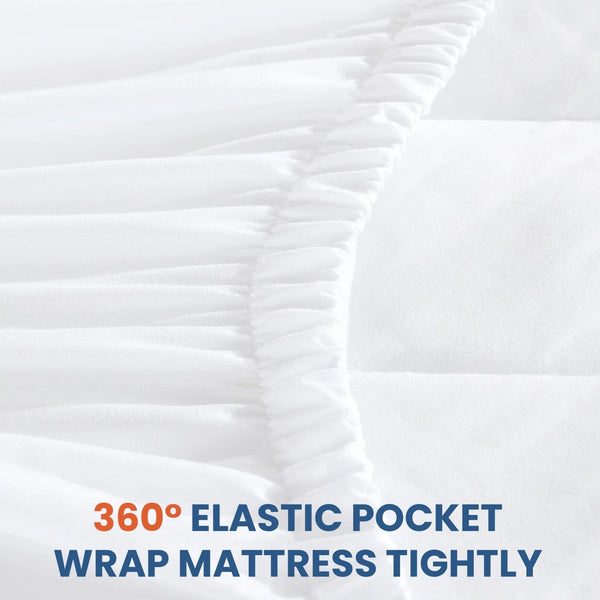 4B Quilted Waterproof Mattress Protector Extra Deep 30cm with Quilted Top Layer and All-Around Elastic, Designed for Stable Mattress Fit and Easy Maintenance, Suitable for Home Use, Guest Rooms and Let Properties, Available in Single Small Double 4FT Doub