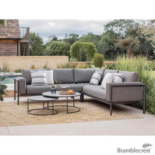 Bramblecrest Brisbane Modular Corner Sofa Patio Set with Duo Nested Coffee Tables