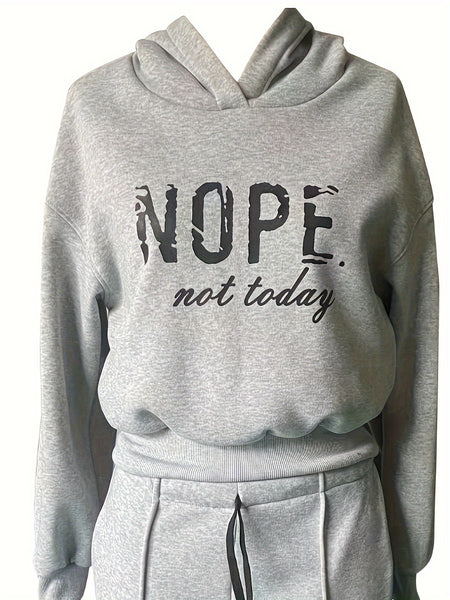 Women'S Two-Piece Casual Outfit, Featuring a Warm Hooded Sweatshirt with Letter Patterns