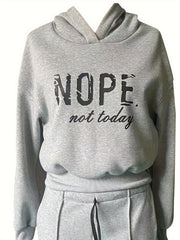 Women'S Two-Piece Casual Outfit, Featuring a Warm Hooded Sweatshirt with Letter Patterns
