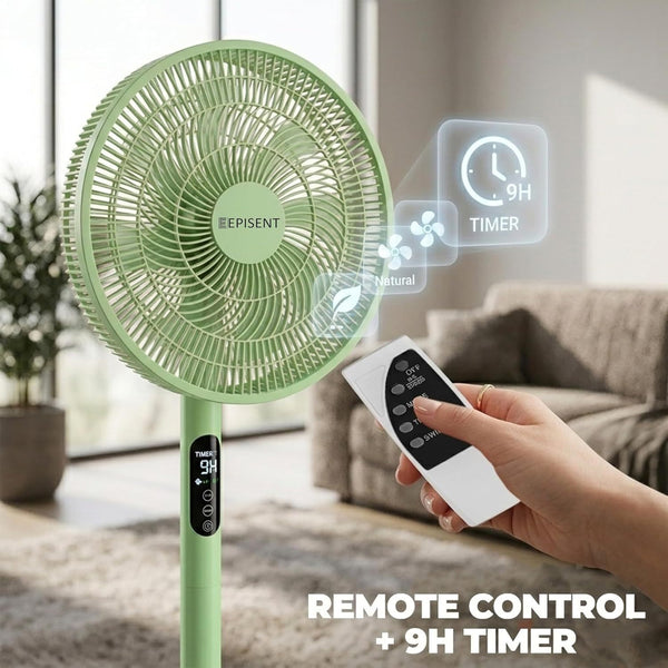 EPISENT 3-in-1 16 Inch Pedestal & Desk Fan with Remote Control – Adjustable Height 65-125cm, 3 Speed Settings, 9H Timer, Oscillating Cooling Fan for Home, Office & Bedroom