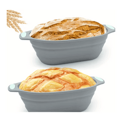 2pcs Foldable Proofing Baskets for Bread – Non-Stick Artisan Rising Bowls, Flexible Space-Saving Fermentation Set for Baguettes &Homemade Baking