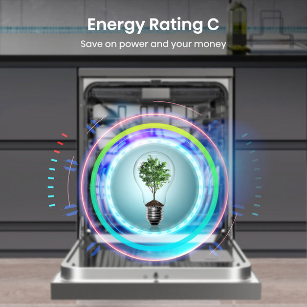 Hisense HS693C60XADUK Freestanding Dishwasher, C Rated in Stainless Steel