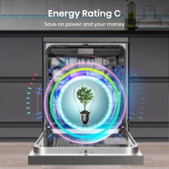 Hisense HS693C60XADUK Freestanding Dishwasher, C Rated in Stainless Steel