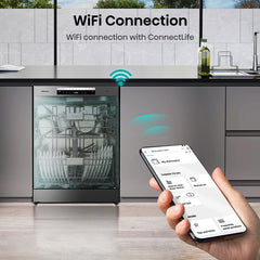 Hisense HS693C60XADUK Freestanding Dishwasher, C Rated in Stainless Steel
