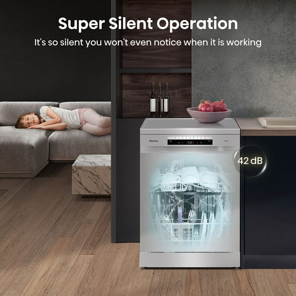 Hisense HS693C60XADUK Freestanding Dishwasher, C Rated in Stainless Steel