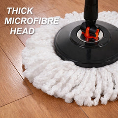 360° Spin Mop & Bucket Set with Wringer 2 Microfiber Heads Extendable Stainless Steel Handle Easy Clean Floor Mop for Home Kitchen Bathroom