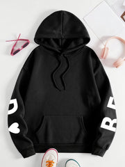 IT's REALLY Print Hoodie, Casual Fashion Sweatshirt, Hooded Pocket Drawstring Sweatshirt for Fall & Winter, Women's Clothing