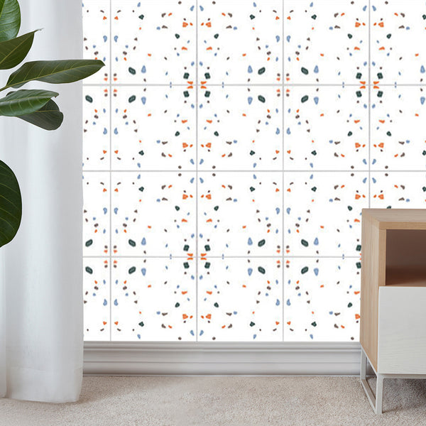 Terrazzo Matte Floor Wallpaper Peel and Stick Wall Tiles Contact Paper Vinyl Sticky Back Plastic for Countertops Waterproof Self Adhesive Removable Cabinets Kitchen Bedroom Furniture 60cm x 500cm