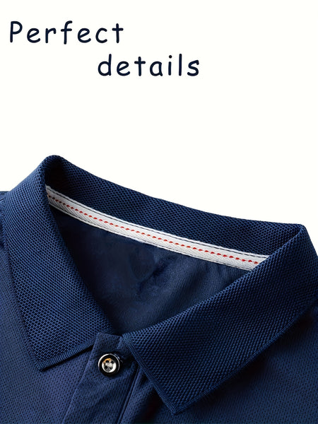 4pcs Set Men'S Summer Short Sleeve Polo Shirts, Solid Color Design, Regular Sleeve, Summer New Style, Casual Fashion, Breathable, Lapel Design, Pullover, Weekend Casual Wear, 140 Gsm Fabric Weight
