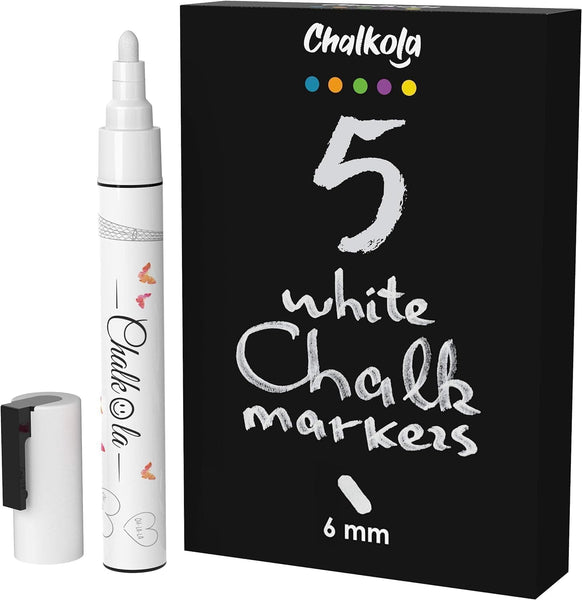 Jumbo White Chalk Pens - 15Mm Window Markers | Pack of 4 White Pens - Use on Cars, Chalkboard, Whiteboard, Blackboard, Glass, Bistro | Loved by Teachers, Artists, Businesses