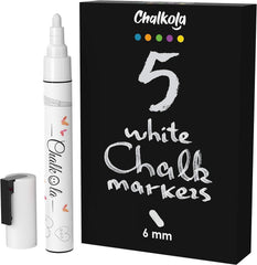 Jumbo White Chalk Pens - 15Mm Window Markers | Pack of 4 White Pens - Use on Cars, Chalkboard, Whiteboard, Blackboard, Glass, Bistro | Loved by Teachers, Artists, Businesses