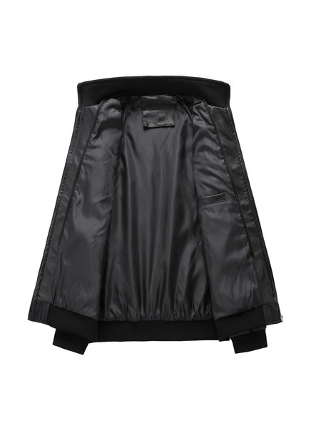 2907 Cross-Border New Double-Zipper Hooded Faux Leather Jacket Men'S Casual Fashion Motorcycle Jacket Men'S Korean Version Trendy Solid Color Coat Men