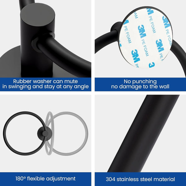 Self Adhesive Toilet Paper Holder & Towel Ring Set – No Drilling, Easy Stick-On Installation for Bathroom