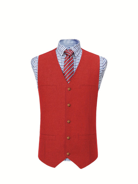 Men'S Vest Wool Blend Herringbone Vintage Men'S Fashion Vest, Groom Best Man Formal Wedding Party Casual Vest