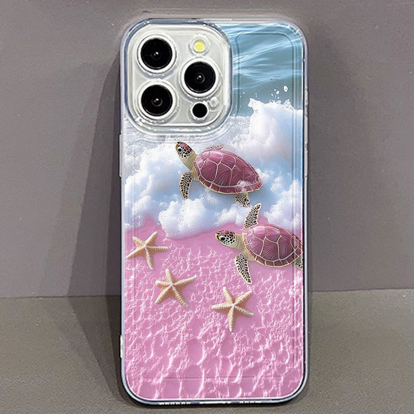 Phone Case - Space. Pink Beach Turtle Pattern Phone Case, Suitable for Iphone 17 Air/16/15/14/13/12/11/Plus/Pro/Pro Max And Galaxy S, A Series/S22/S23/S24 FE/S25/S26 ULTRA Plus, Pixel/Xiaomi/Moto.It Is The First Choice of Gift for Family