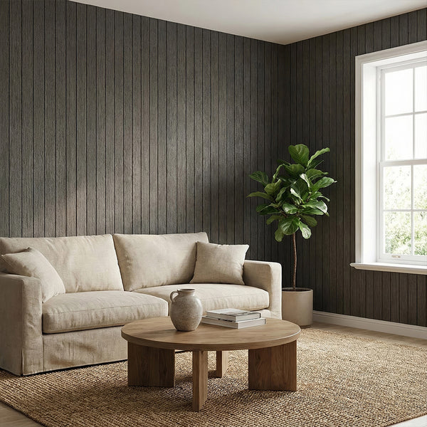 1pc 3D Imitation Wood Grain Grille Wall Panels, 300*40cm, Self-adhesive Vertical Stripe Wall Stickers, Peel and Stick, TV Background Decoration Stickers for Bedroom and Living Room, Kitchen and Bathroom Wall Renovation Stickers, Ideal for Renovating Livin