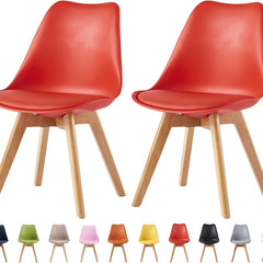mcc direct Set of 2 Dining Chairs Wooden Legs Soft Cushion Pad Stylish DELUXE Retro Lounge Dining Office EVA