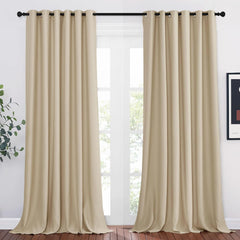 PONY DANCE Grey Blackout Thermal Insulated Curtains for Bedroom, 46 X 54 Inch Short Eyelet Curtains & Drapes, Soft Black Out 2 Panels for Window Living Room/Kitchen