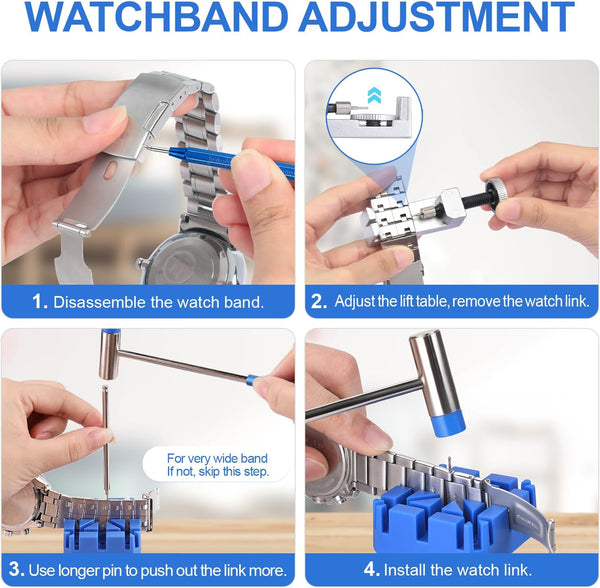 JOREST Watch Link Removal Tool Kit, Watch Band Pin Remover for Watch Repair, Watch Bracelet Adjustment, Watch Strap Replacement and Resizing, with 10 Spring Bars, 10 Pins, User Manual