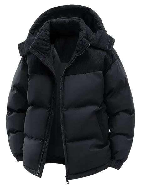 New Men'S Autumn And Winter Thick Corduroy Jacket Casual Warm Coat - Hooded Jacket, Detachable Hood, Warm And Cold-Proof Overcoat, Suitable for Daily And Formal Occasions, Easy-Care Hand Wash Design, Winter Formal Wear, Durable Material