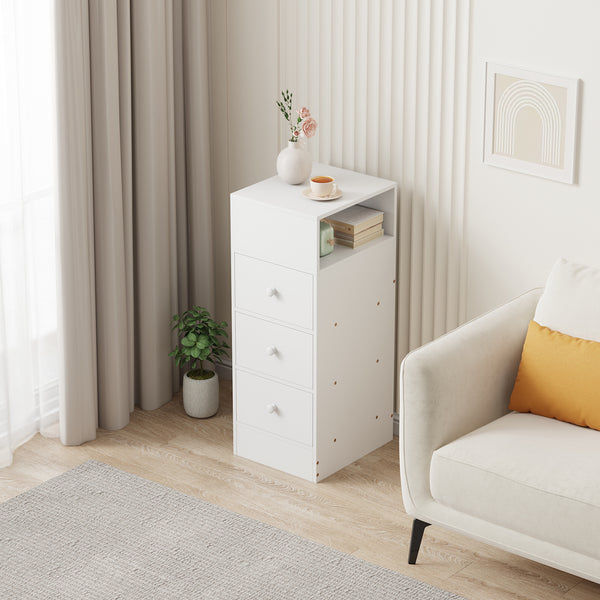 3-Drawer Bedroom Nightstand, 25cm Narrow Side Cabinet, Suitable for Small Spaces such as Bedrooms and Living Rooms, Space-Saving Design with Classic Style, Engineered Wood Top, Manufactured Wood Base, Perfect for Modern Homes, Bedroom Nightstand