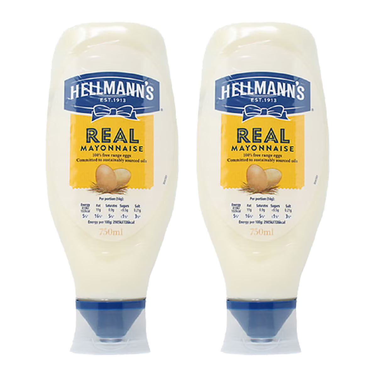 Hellmann'S Real Squeezy Mayonnaise, 2 X 750Ml