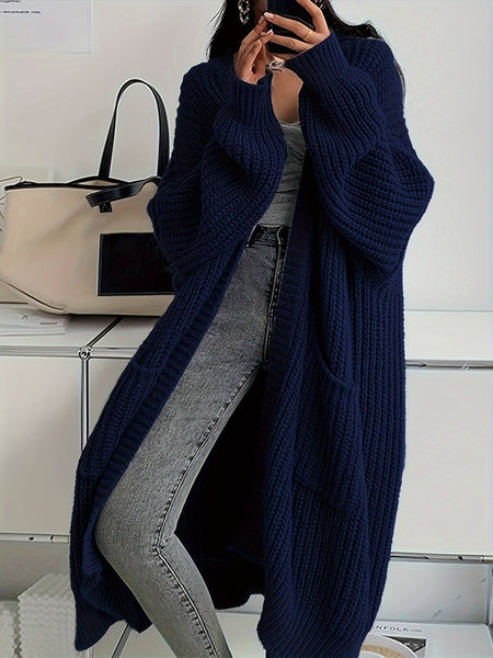 Women'S Y2K Cardigan - Long Flowy Open Front Sweater with Pockets, All-Season Layering Piece for Casual & Formal Outfits
