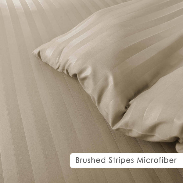 Premium Hotel Quality Satin Stripe Duvet Cover Set Double with Pillowcases | Reversible Soft Quilt Bedding | Easy Care Breathable Luxury Quilt Cover
