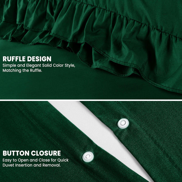 3-Piece Ruffle Frilled Duvet Cover Set – Soft, Comfortable Bedding with Pillowcases, Button Closure, Elegant Layered Design