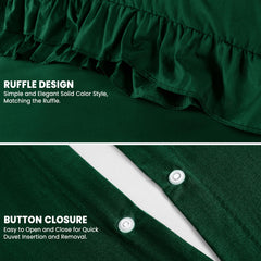 3-Piece Ruffle Frilled Duvet Cover Set – Soft, Comfortable Bedding with Pillowcases, Button Closure, Elegant Layered Design